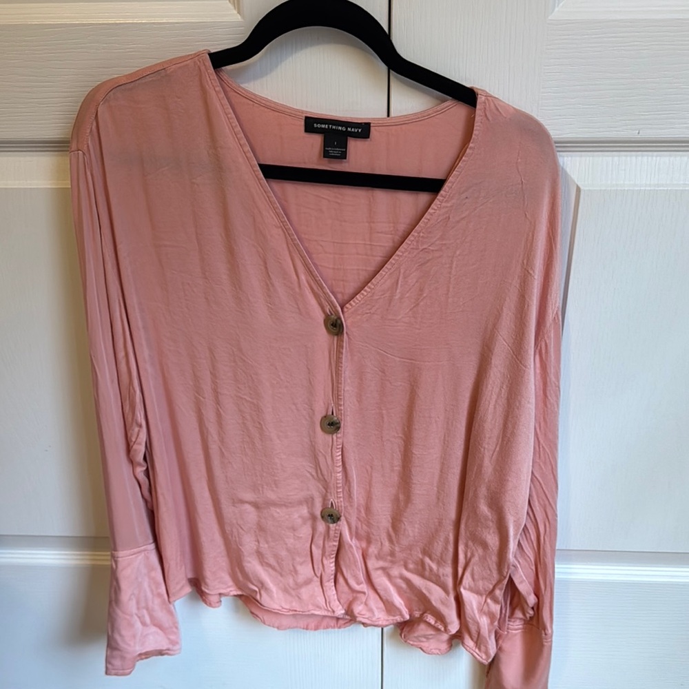 Something Navy Pink Button Down Shirt Relaxed Style